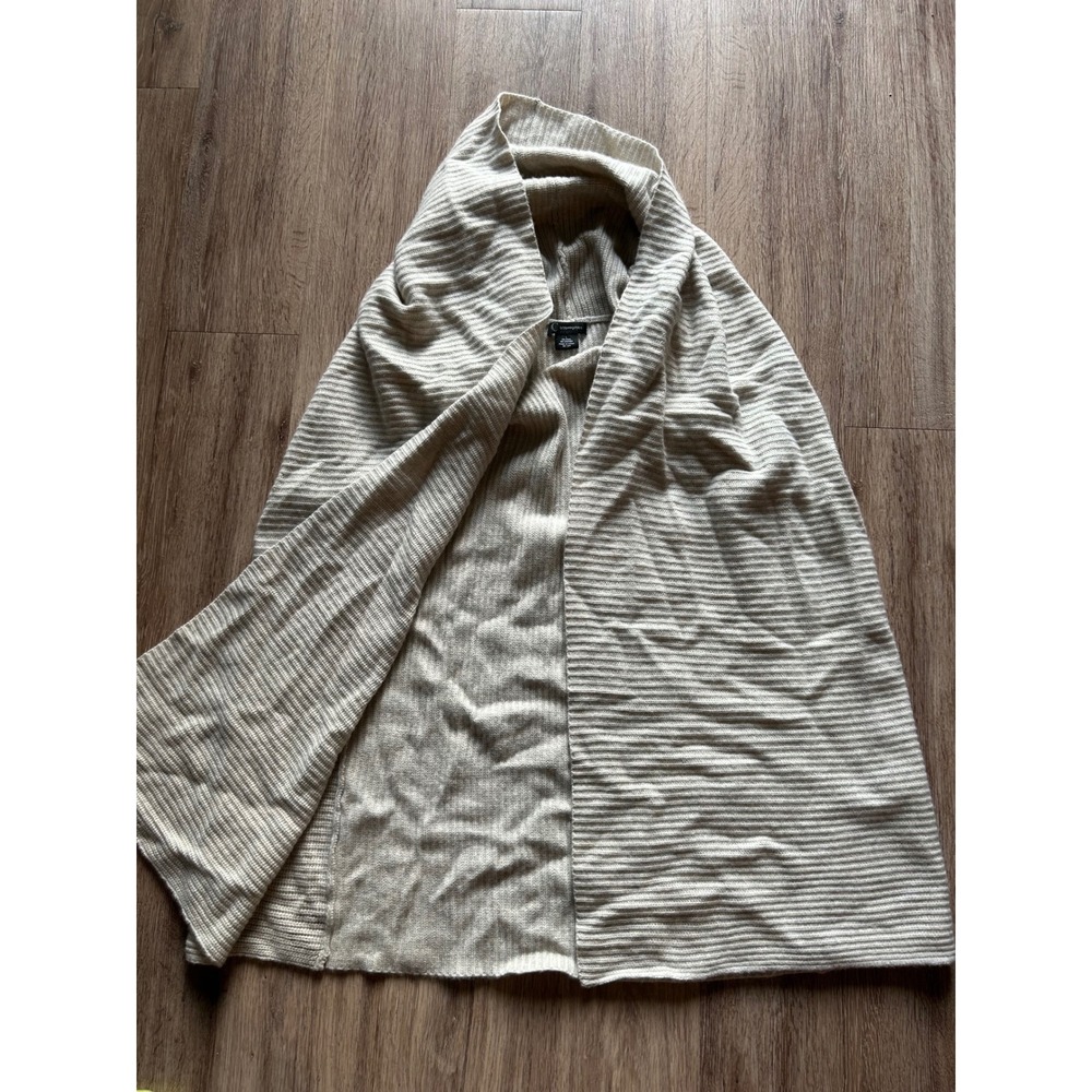Bloomingdales Wool Cashmere Blend‎ Open Front Cardigan Sweater Beige Large